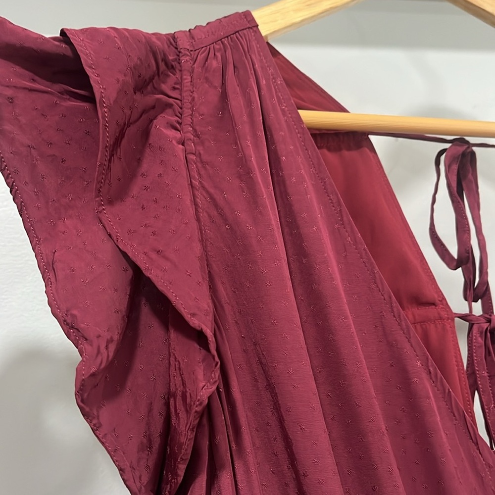 Madewell Wine Red Flutter-Sleeve Jumpsuit - Picture 8 of 14